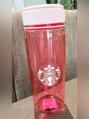 Starbucks Pink and White Clear Water Bottle